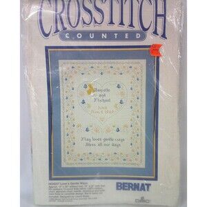 Vintage Bernat 1989 Love's Gentle Ways Counted Cross Stitch Kit HO4207